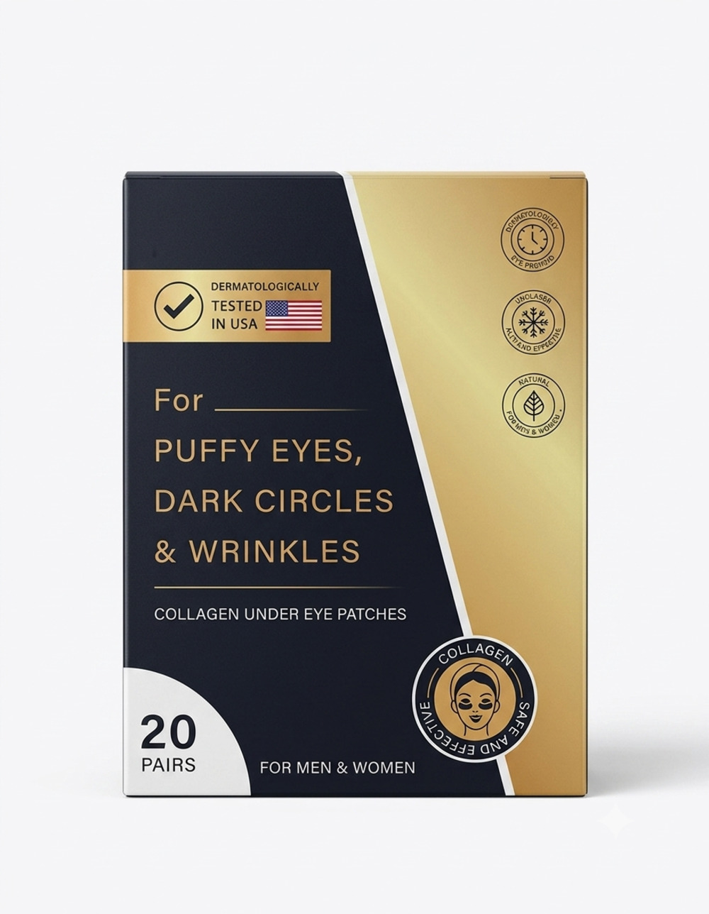 Collagen Under Eye Patches (20 Pairs) - For Dark Circles, Puffiness & Fine Lines